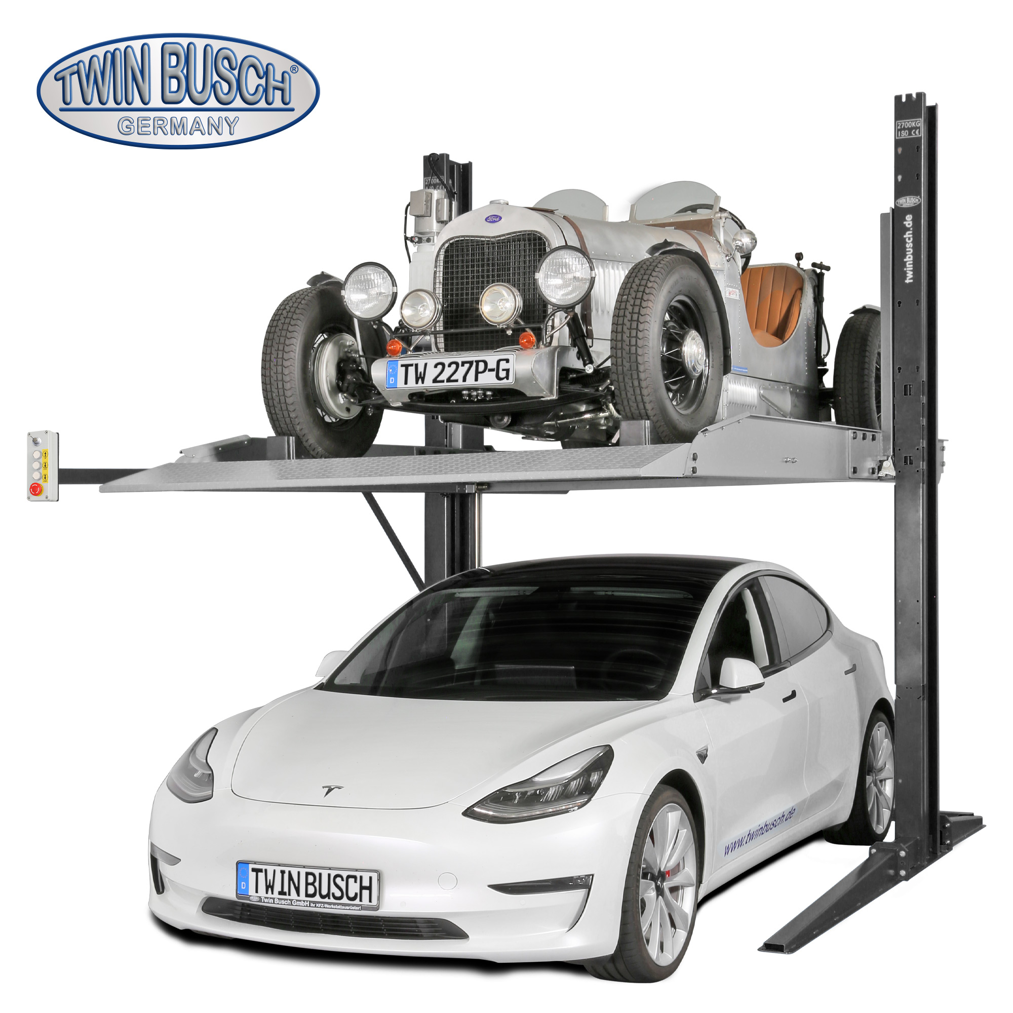 TW227P-230-G: Pont 2 kolom Parking 2,7 T - electromagnétique - GREY-Line - Afbeelding 9