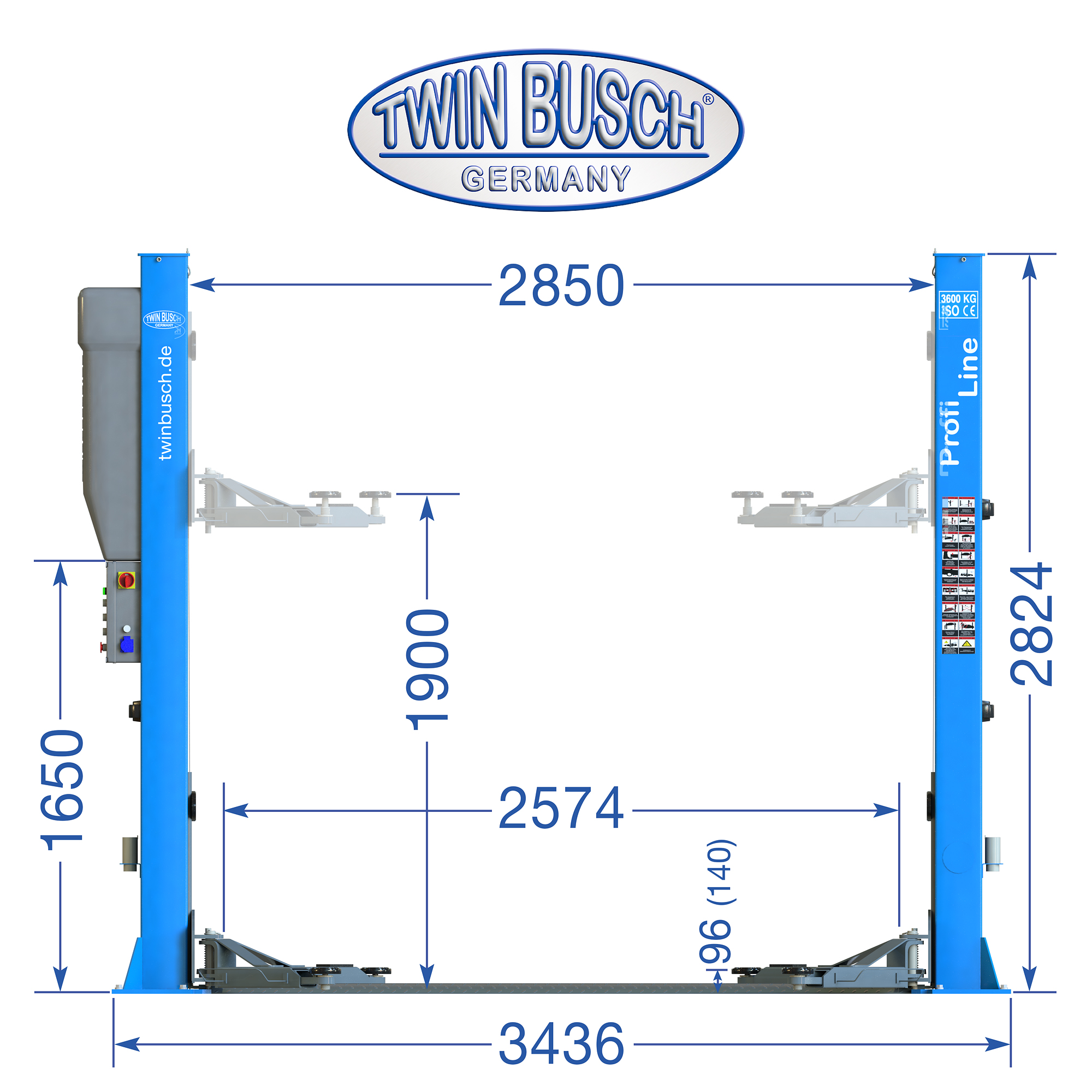 TW236PE-400: 2-koloms hefbrug 3,6 T - PROFI Line - Afbeelding 13