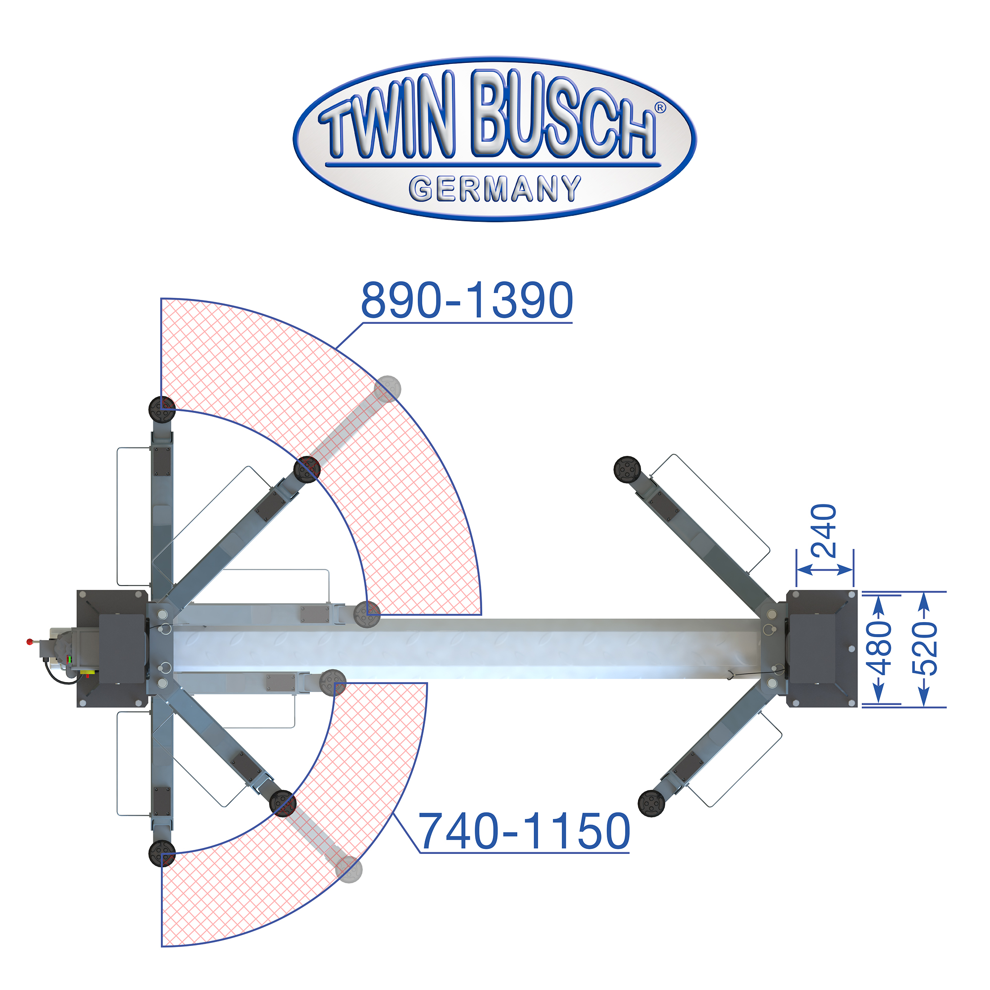 TW242M-230-G: 2-koloms hefbrug BASIC LINE 4.2 T - GREY-Line - Semi automatisch - Afbeelding 13