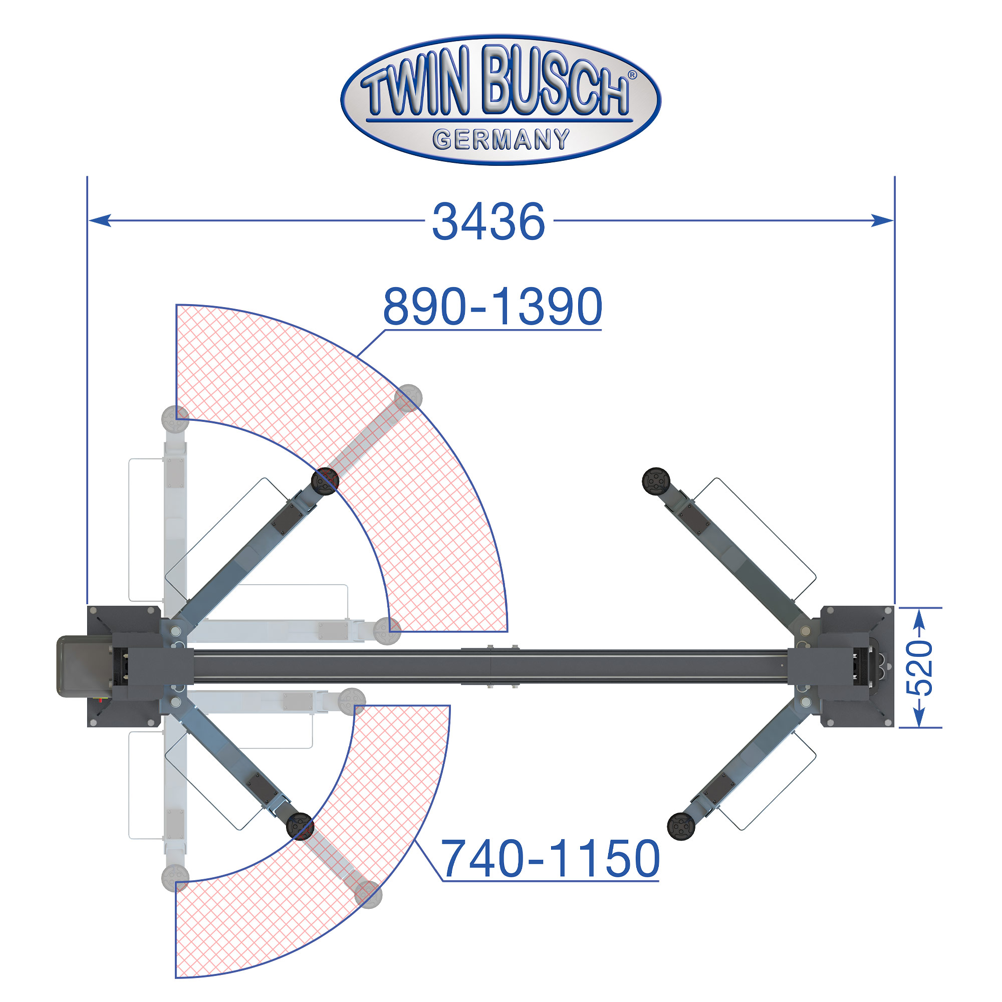 TW242PEB4.3-400-G: 2-koloms hefbrug Profi-Line | zonder bodemplaat - GREY-Line - Afbeelding 14