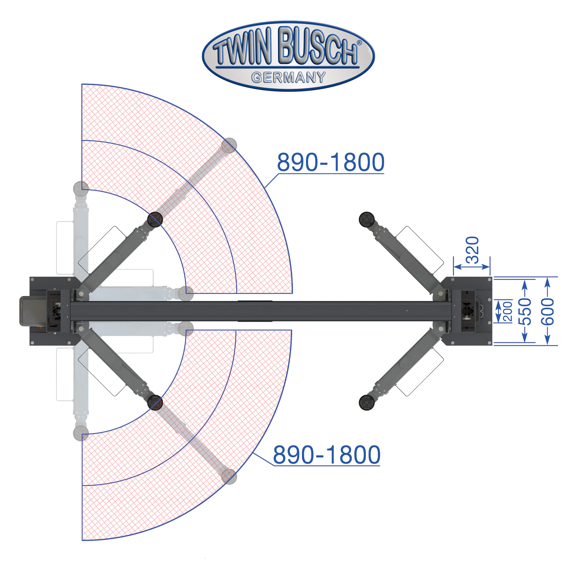 TW250-400-G: 2-koloms hefbrug HEAVY LINE 5 T Automatisch - Grey-Line - Afbeelding 11
