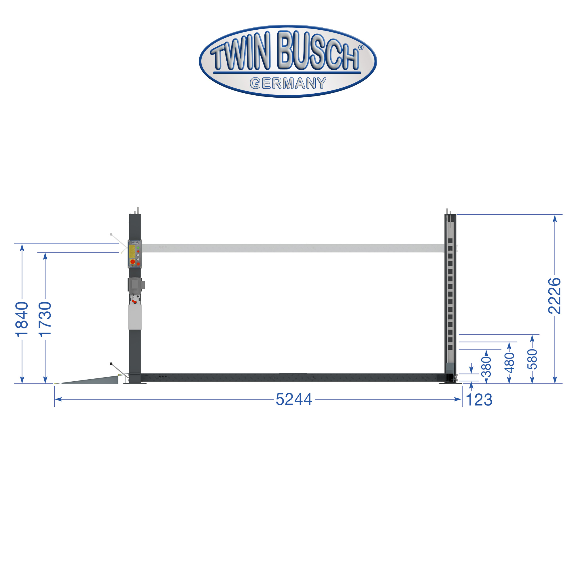 TW436PD2-230-G: 4-koloms hefbrug Dubbel parkeren – 3,6 T - GREY-Line - Afbeelding 15