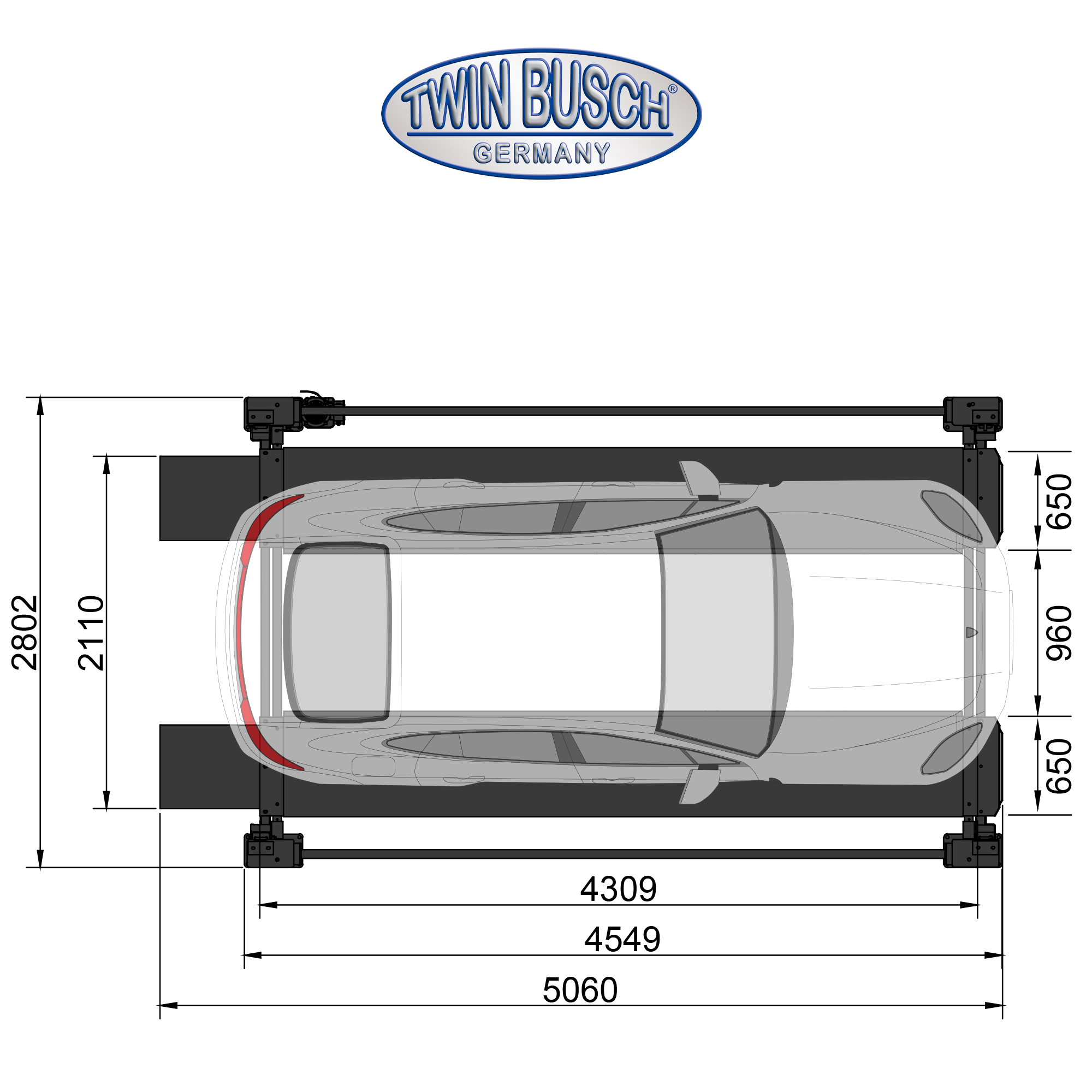 TW445P-H3-400-G: parkeerhefbrug triplex (3 personenauto’s) - GREY-Line - Afbeelding 13