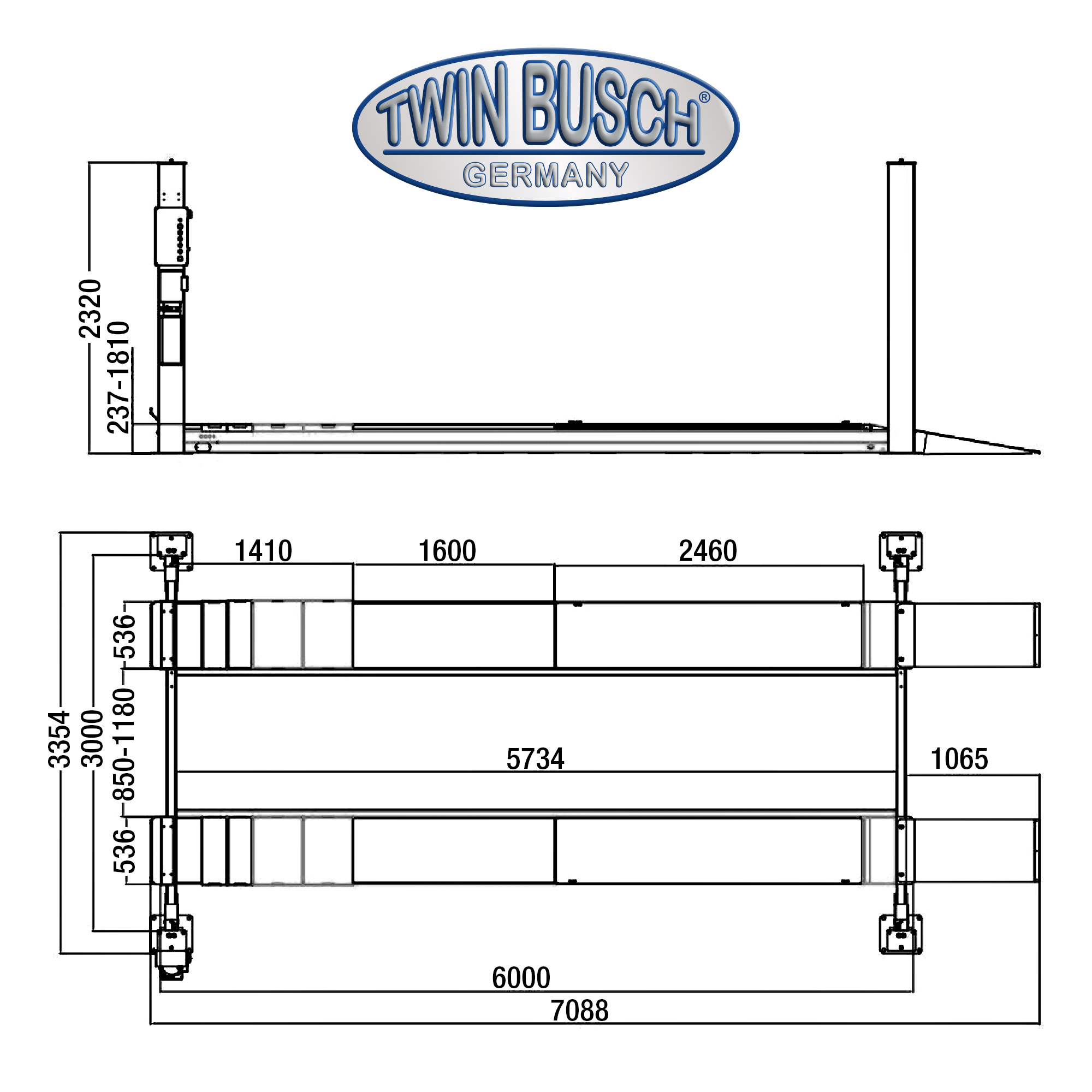 TW465E-400-FZ: 4-koloms hefbrug 6.5 t - elektromagnetisch - thermisch verzinkt - Afbeelding 10