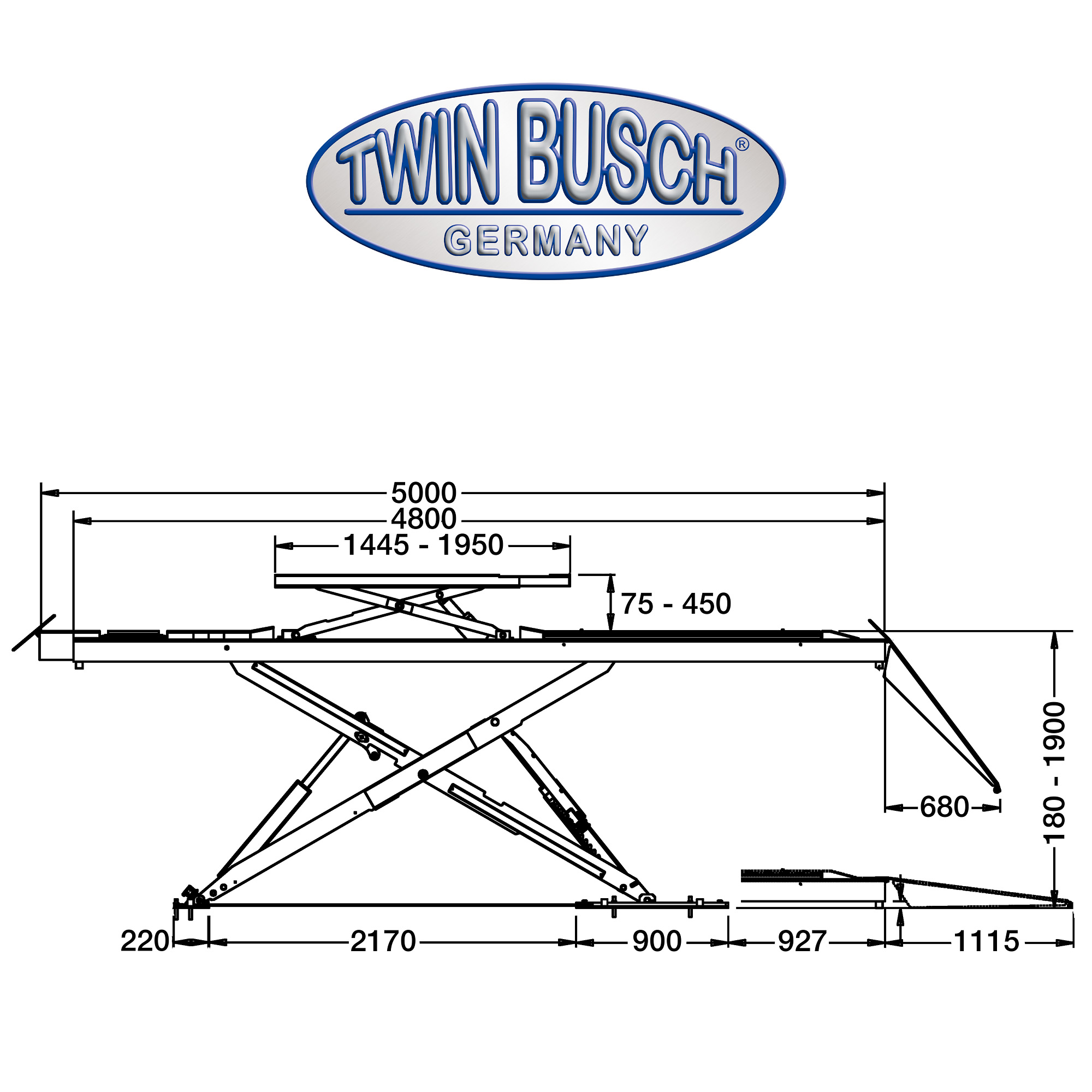 TWSA-40-400-G: schaarhefbrug met geïntegreerde hulpheffer 4,0 T - opbouw - GREY-Line - Afbeelding 12
