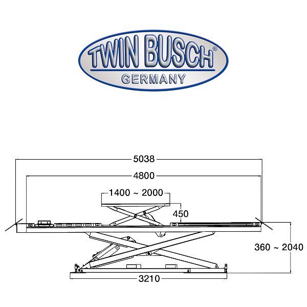 TWSA-42U-400-G: schaarhefbrug met geïntegreerde hulpheffer 4,2 T - GREY-Line - Afbeelding 11