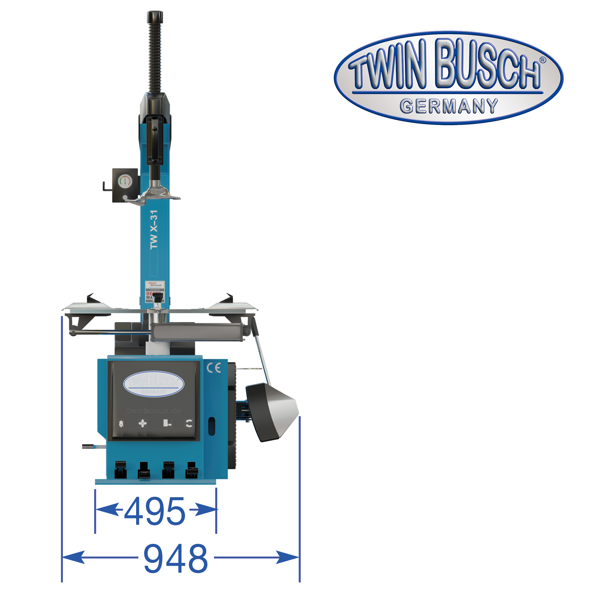 Bandenwisselaar Twin Busch TWX-31 – semi-automatisch – Kantelkolom - Afbeelding 12