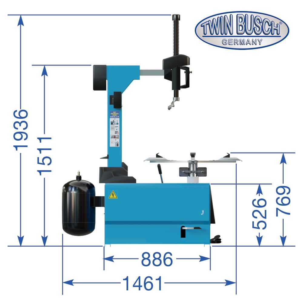 Bandenwisselaar Twin Busch TWX-31 – semi-automatisch – Kantelkolom - Afbeelding 13