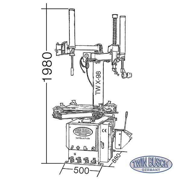 Pack Atelier Twin Busch TWX-98 + TWF-23 – Démonte-pneus Runflat + Équilibreuse automatique - Afbeelding 9