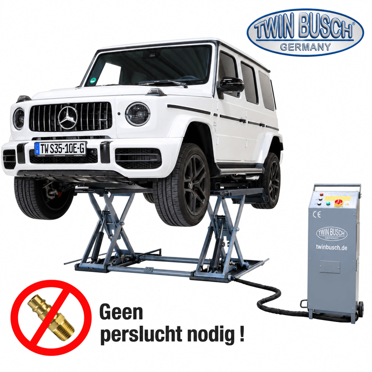 Schaarhefbrug Twin Busch TWS35-10E-G – 3,5 T – Hefhoogte 1 m – Grey-Line