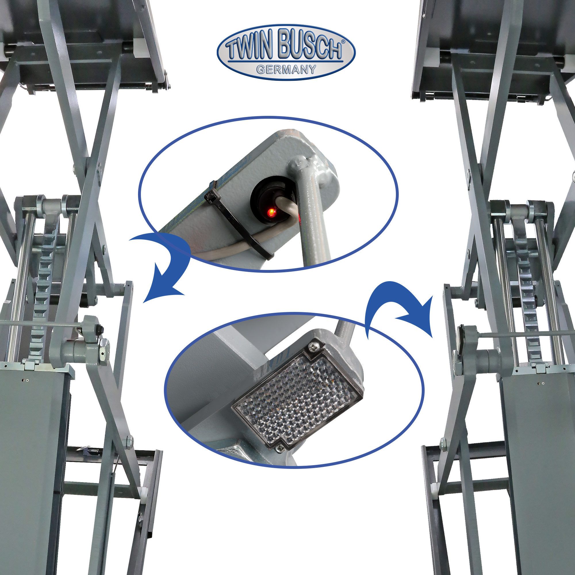 Schaarhefbrug Twin Busch TWS35-20E-G – 3,5 T – Hefhoogte 2 m – Grey-Line - Afbeelding 11